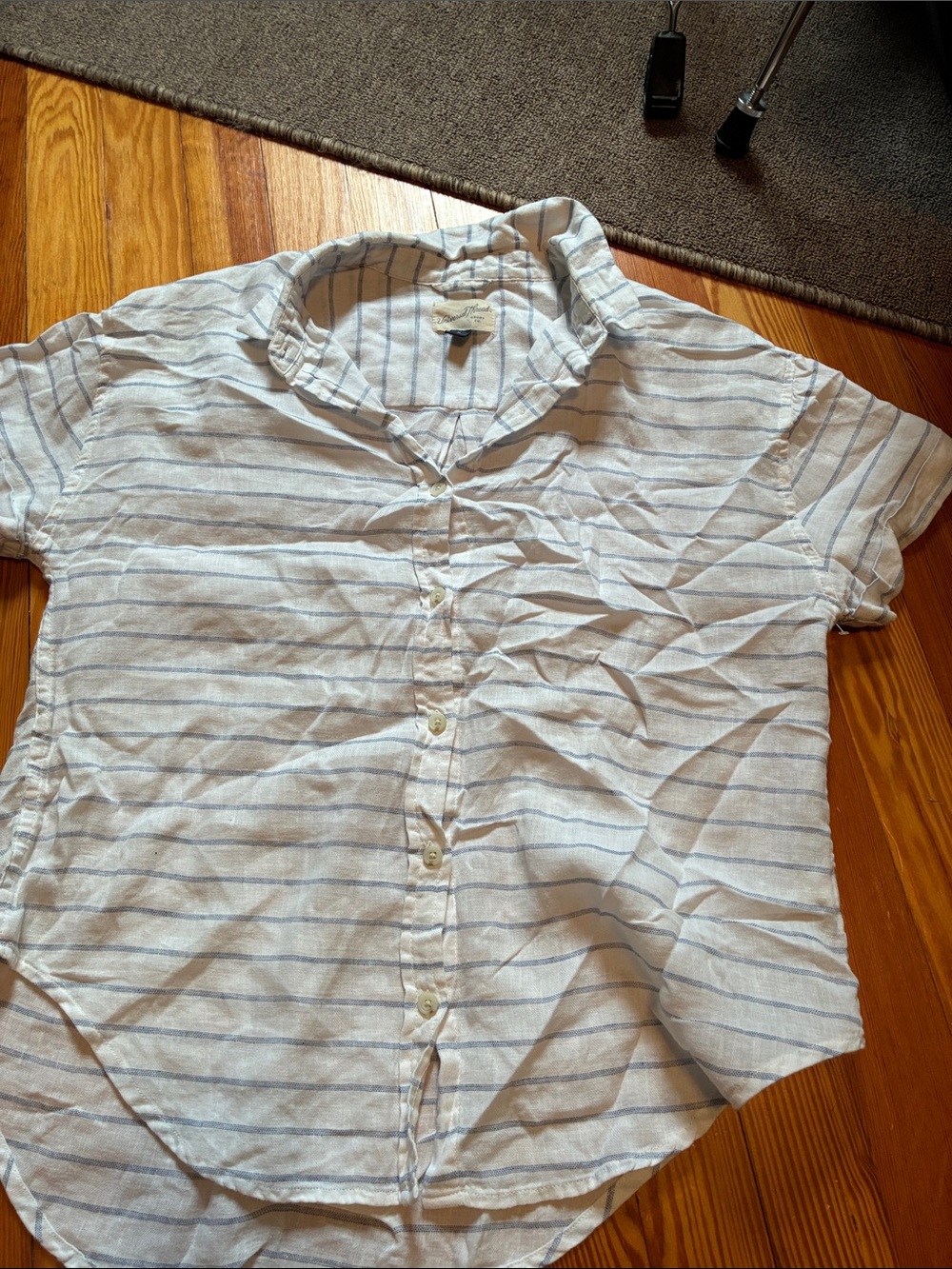 Universal Thread White and Light Blue Striped Button Down Shirt